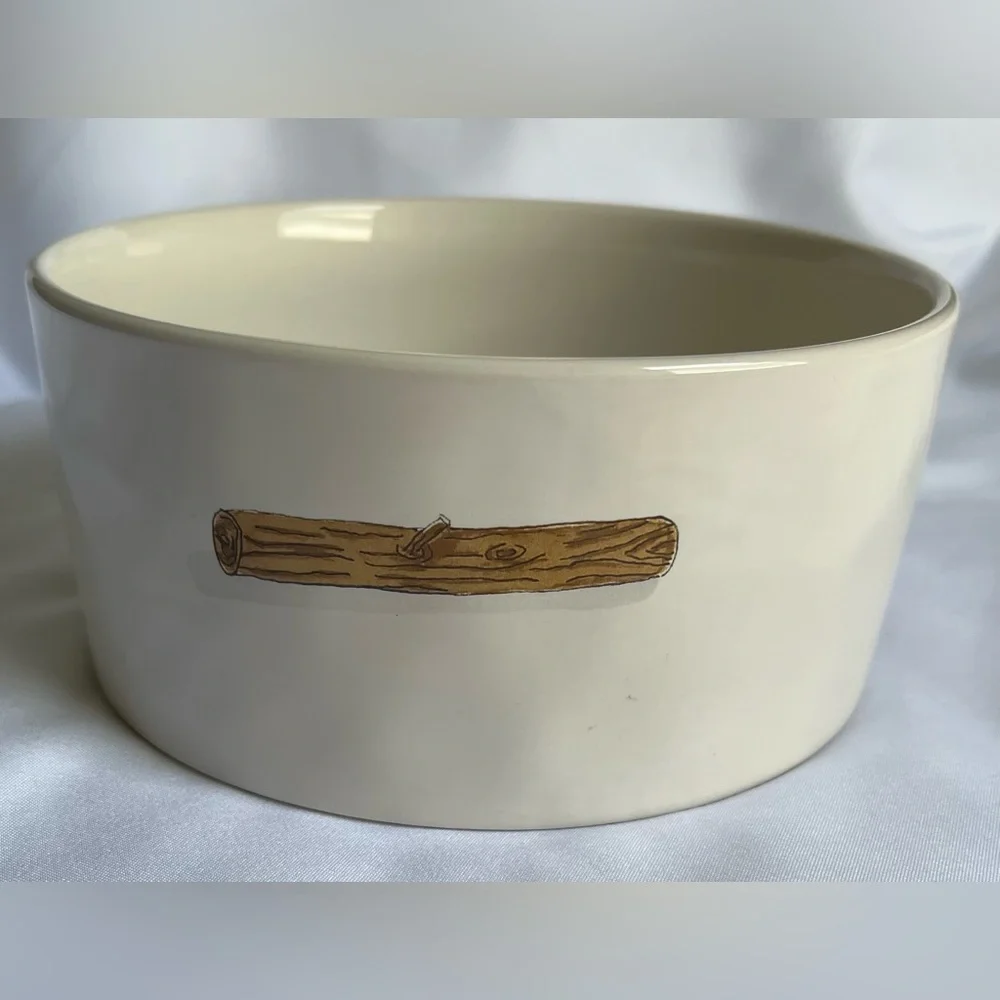 Rae Dunn Artisan Collection Woof Inside Stick Dog Bowl New